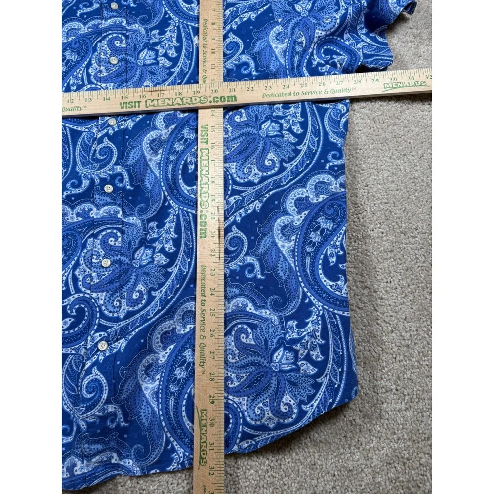 Polo Ralph Lauren Mens XXL Blue Paisley Short Sleeve Button Down Classic Shirt